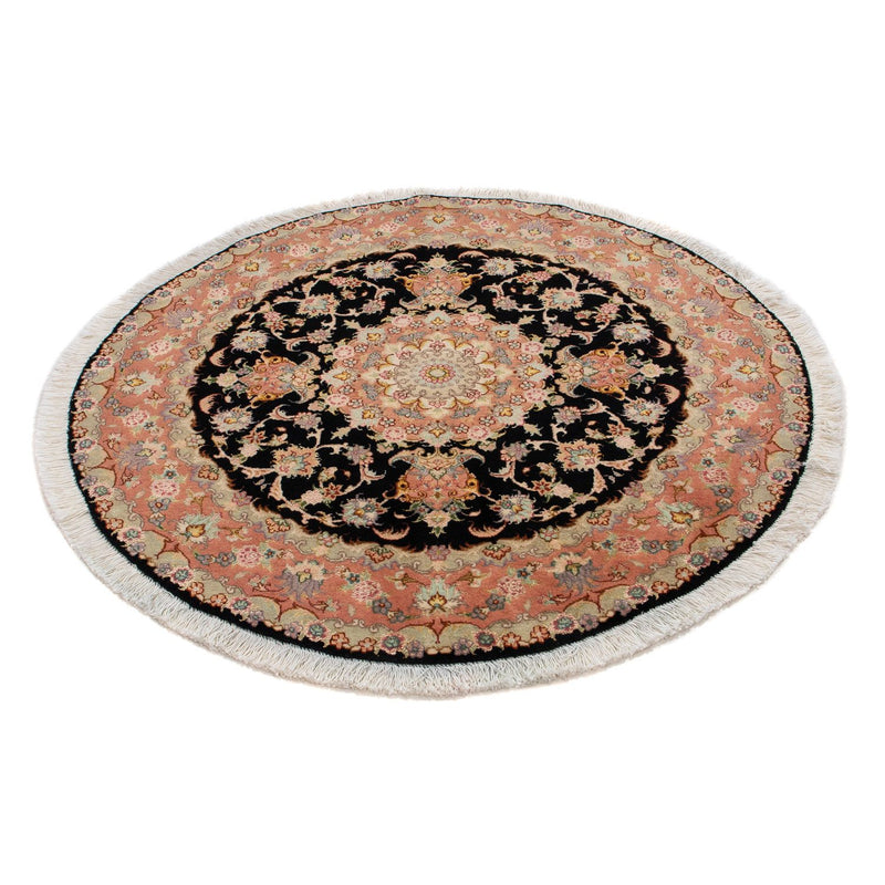 Persisk tæppe - Tabriz - Royal rundt  - 100 x 100 cm - mørkeblå