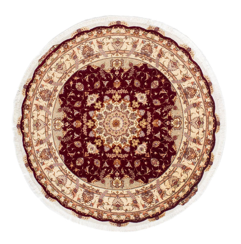 Persisk tæppe - Tabriz - Royal rundt  - 155 x 155 cm - mørkerød