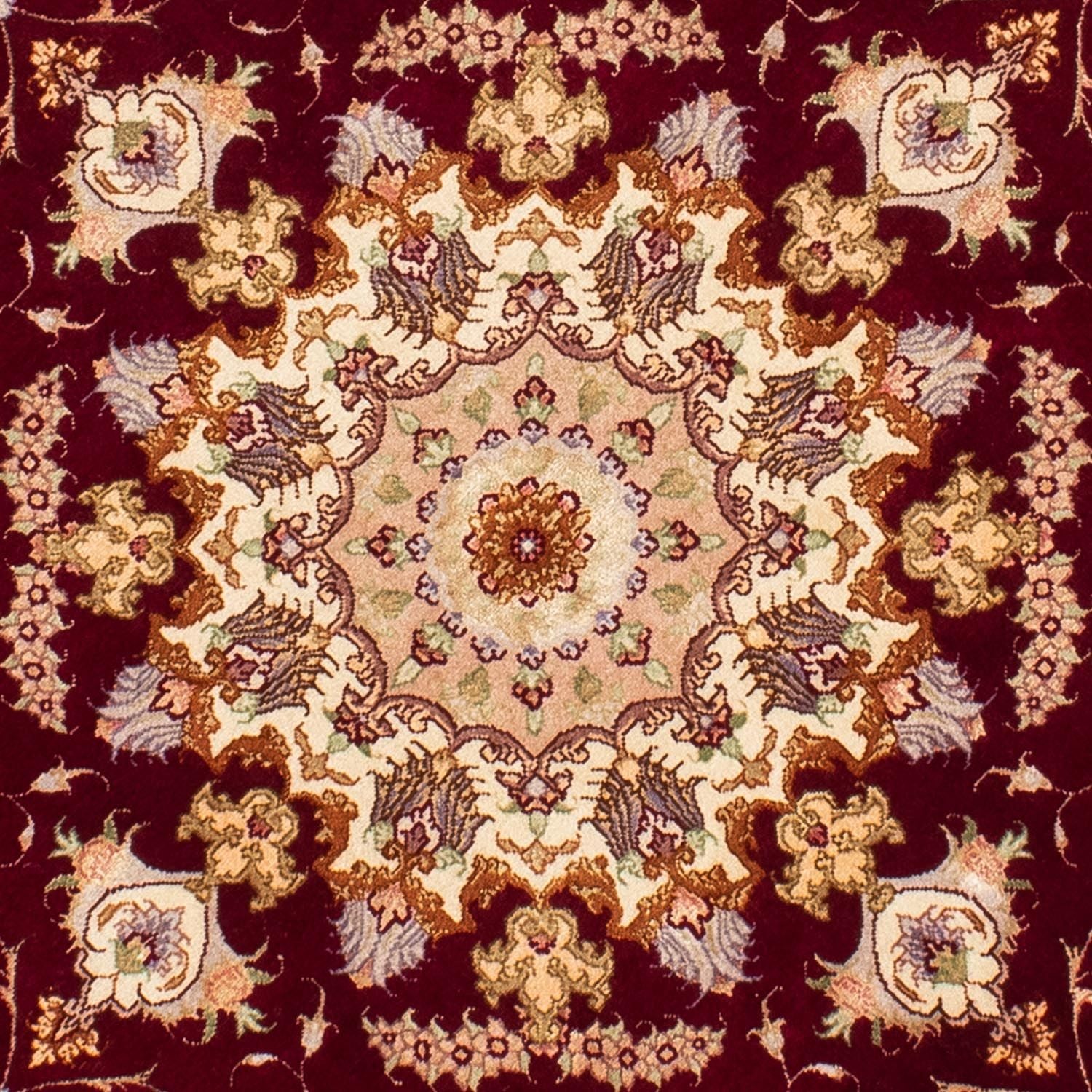 Persisk tæppe - Tabriz - Royal rundt  - 155 x 155 cm - mørkerød