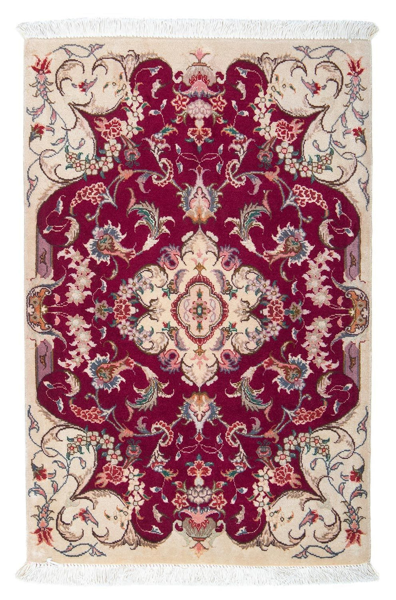Persisk tæppe - Tabriz - Royal - 90 x 60 cm - mørkerød