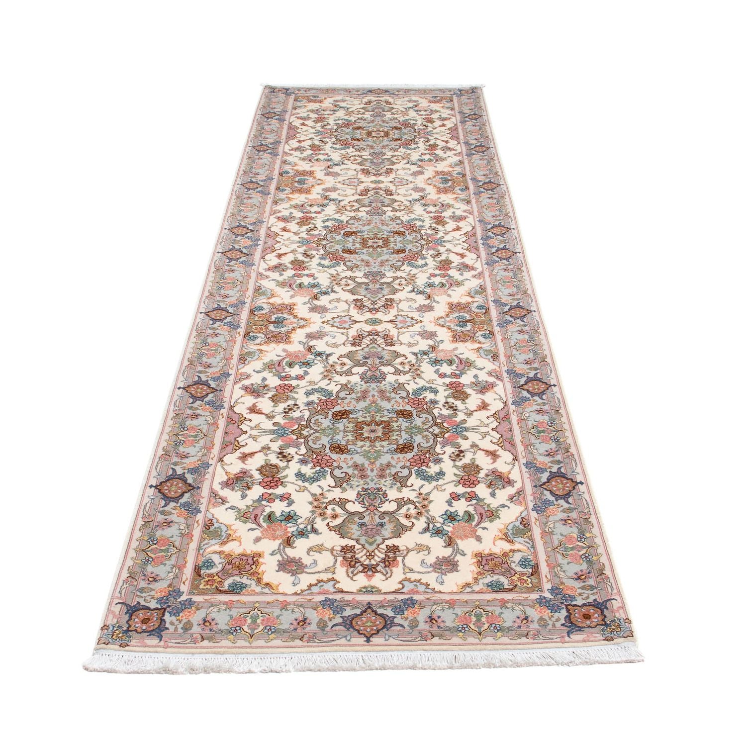 Løber Persisk tæppe - Tabriz - Royal - 355 x 92 cm - beige