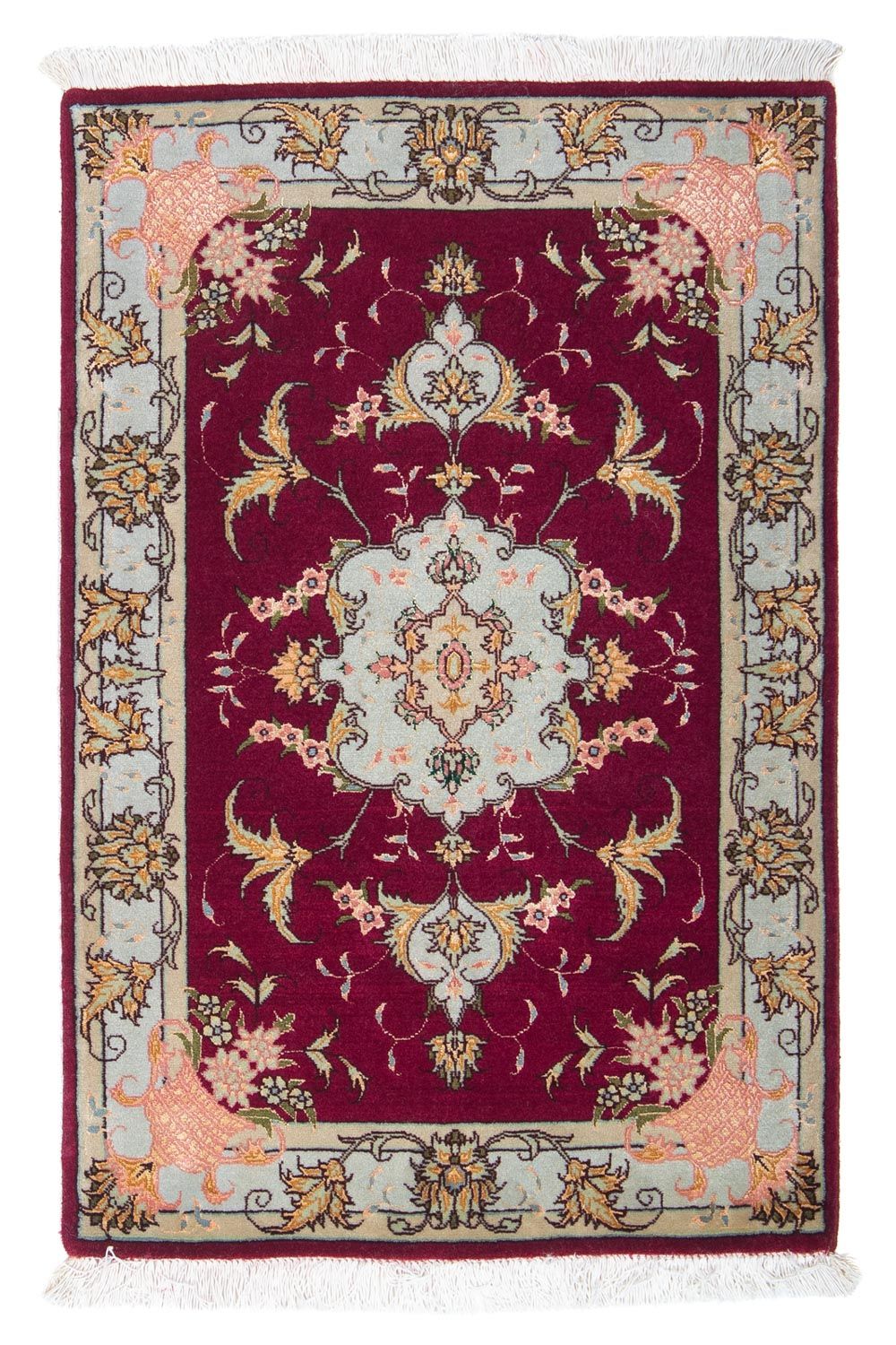 Persisk tæppe - Tabriz - Royal - 90 x 60 cm - mørkerød