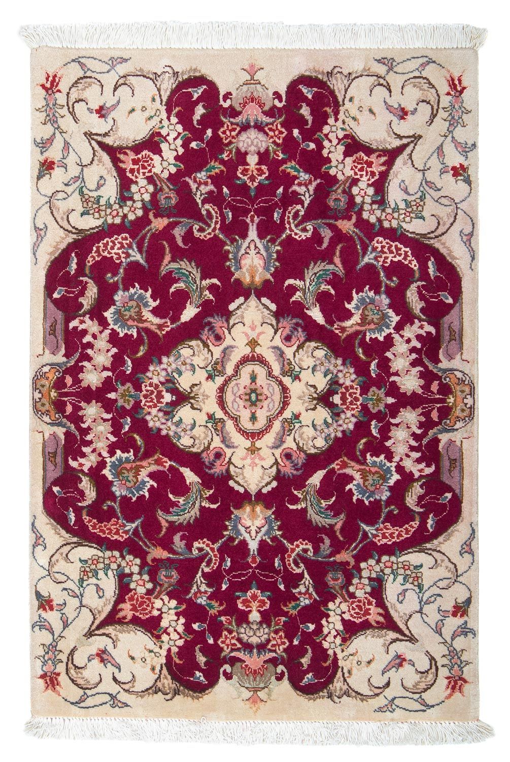 Persisk tæppe - Tabriz - Royal - 90 x 60 cm - mørkerød