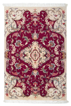 Persisk tæppe - Tabriz - Royal - 90 x 60 cm - mørkerød