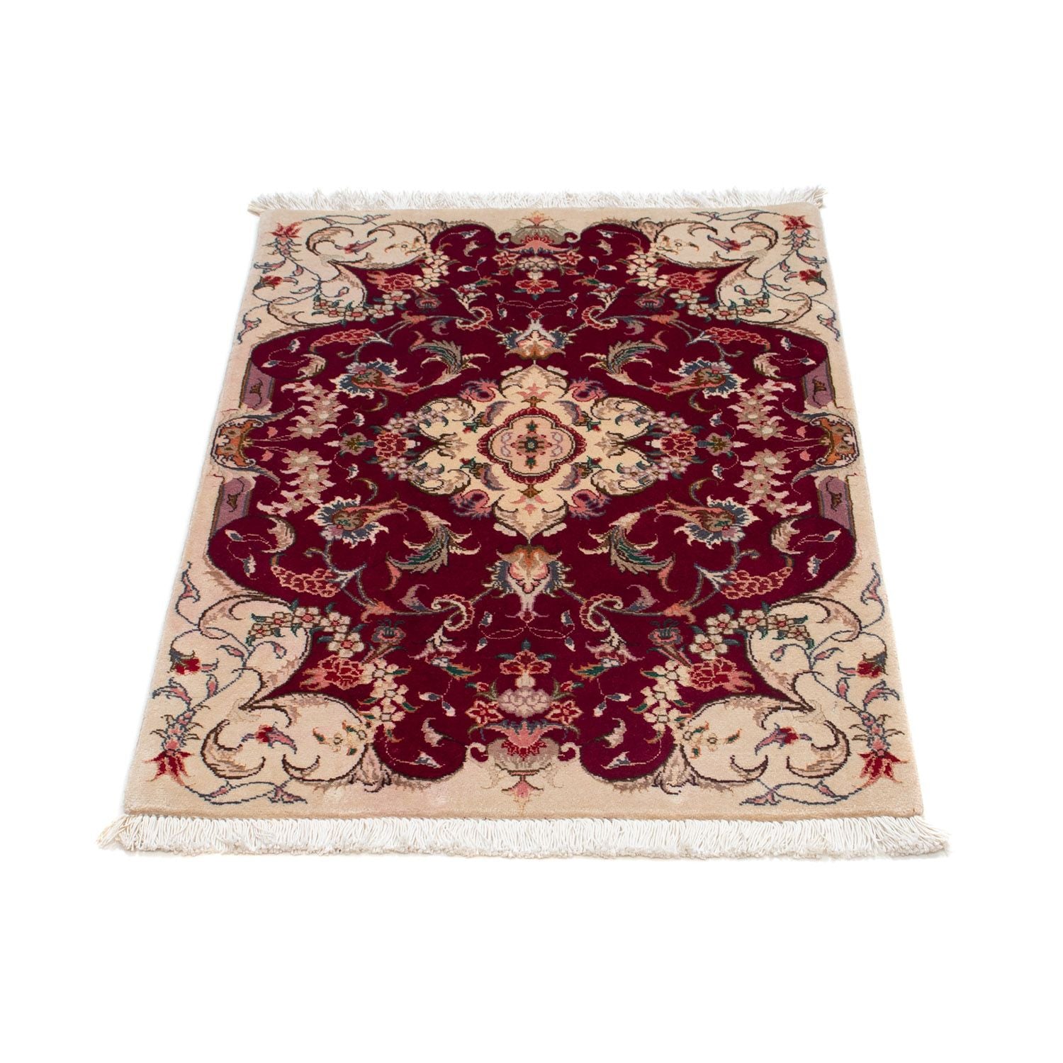 Persisk tæppe - Tabriz - Royal - 90 x 60 cm - mørkerød