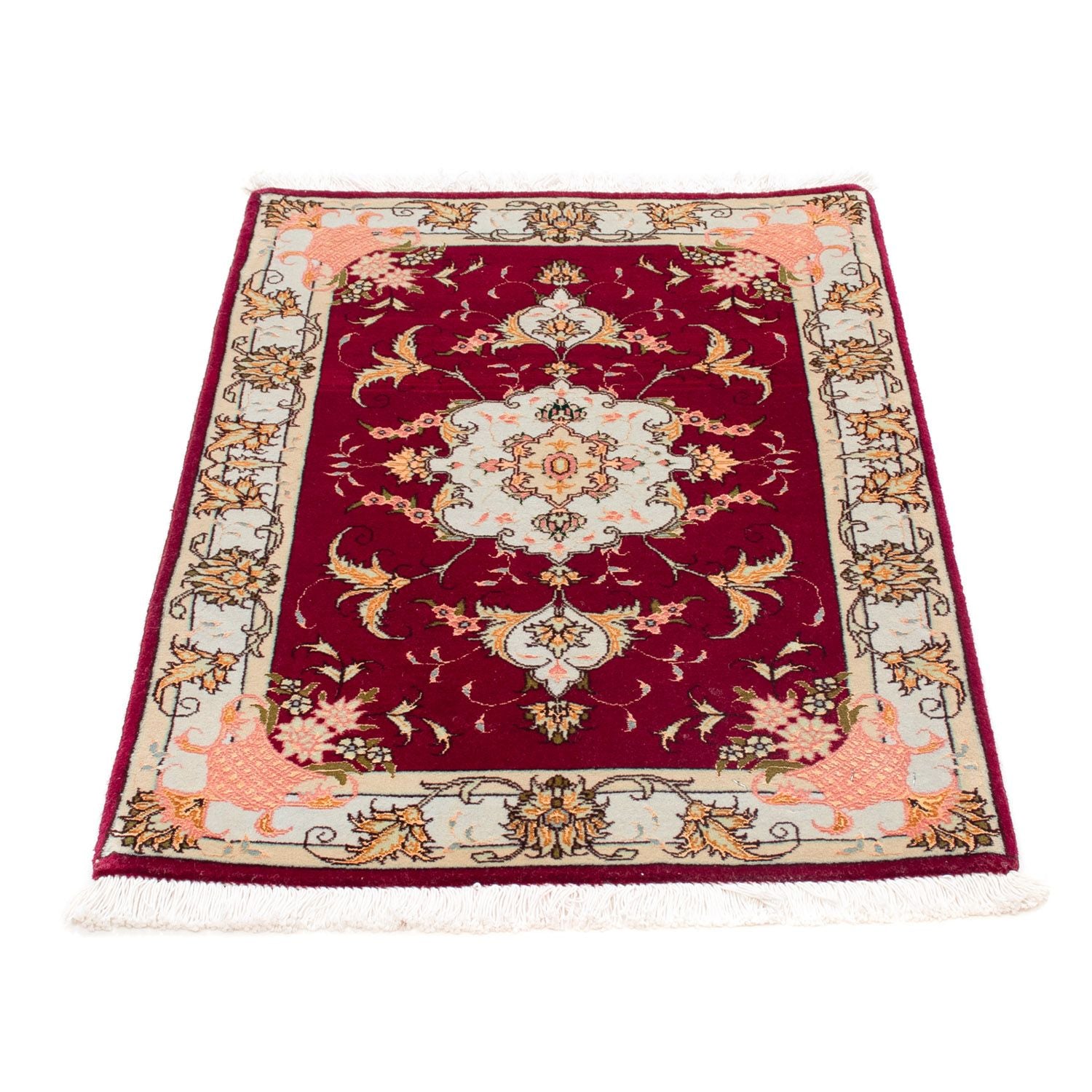 Persisk tæppe - Tabriz - Royal - 90 x 60 cm - mørkerød