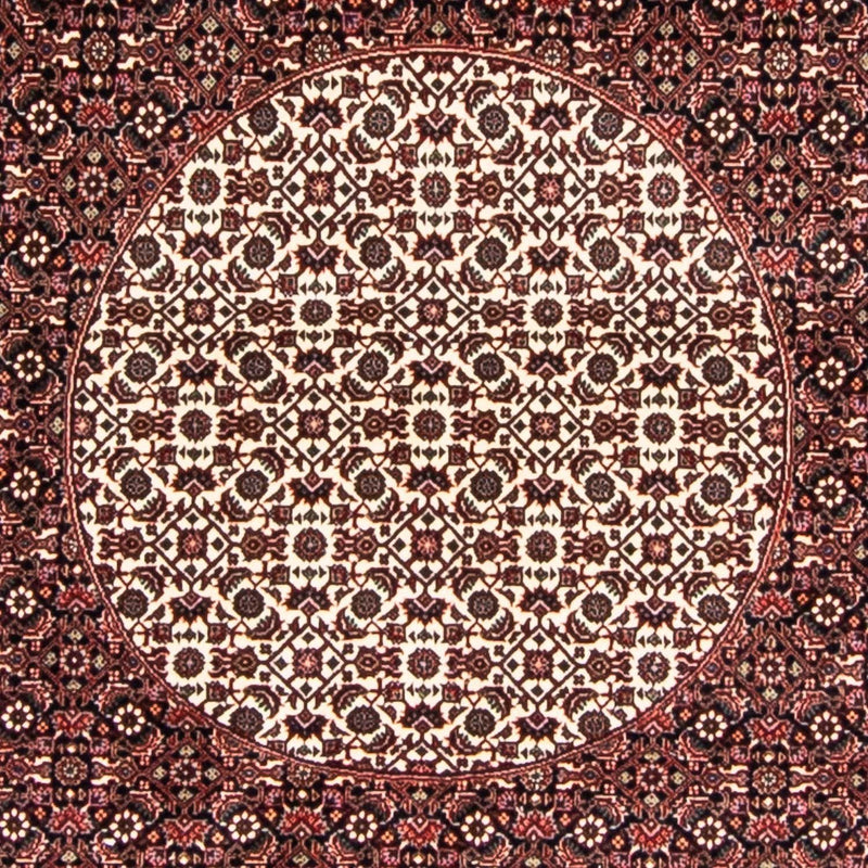 Persisk tæppe - Bijar rundt  - 247 x 247 cm - mørkerød