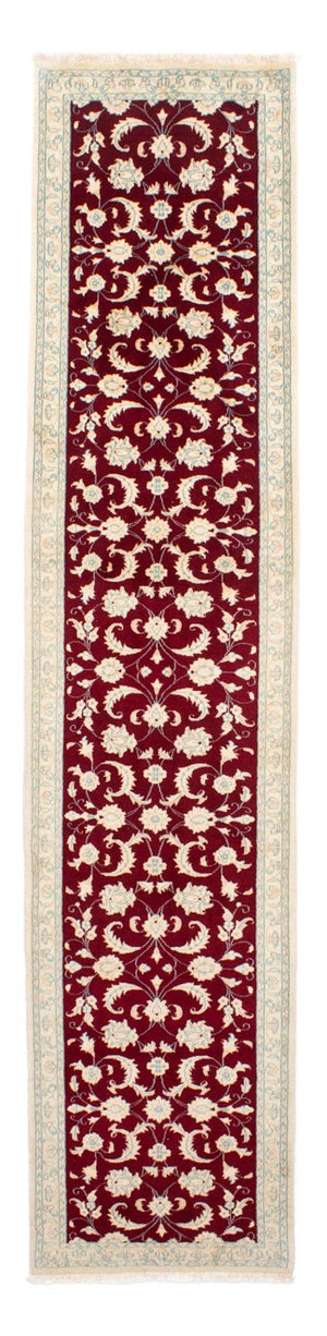Løber Persisk tæppe - Nain - 382 x 83 cm - mørkerød