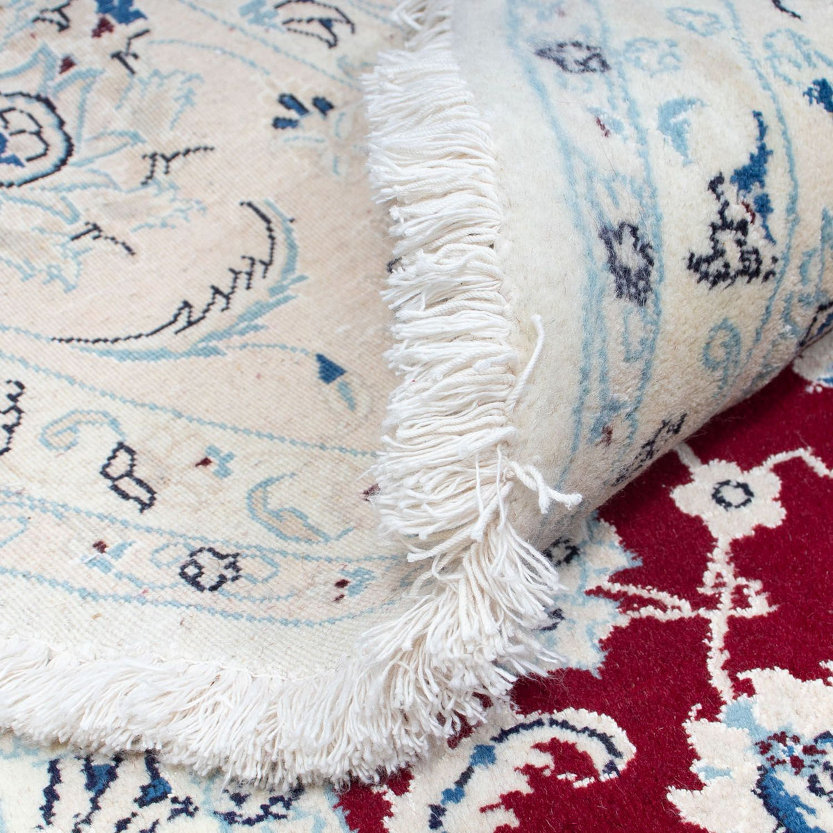 Persisk tæppe - Nain rundt  - 300 x 300 cm - mørkerød