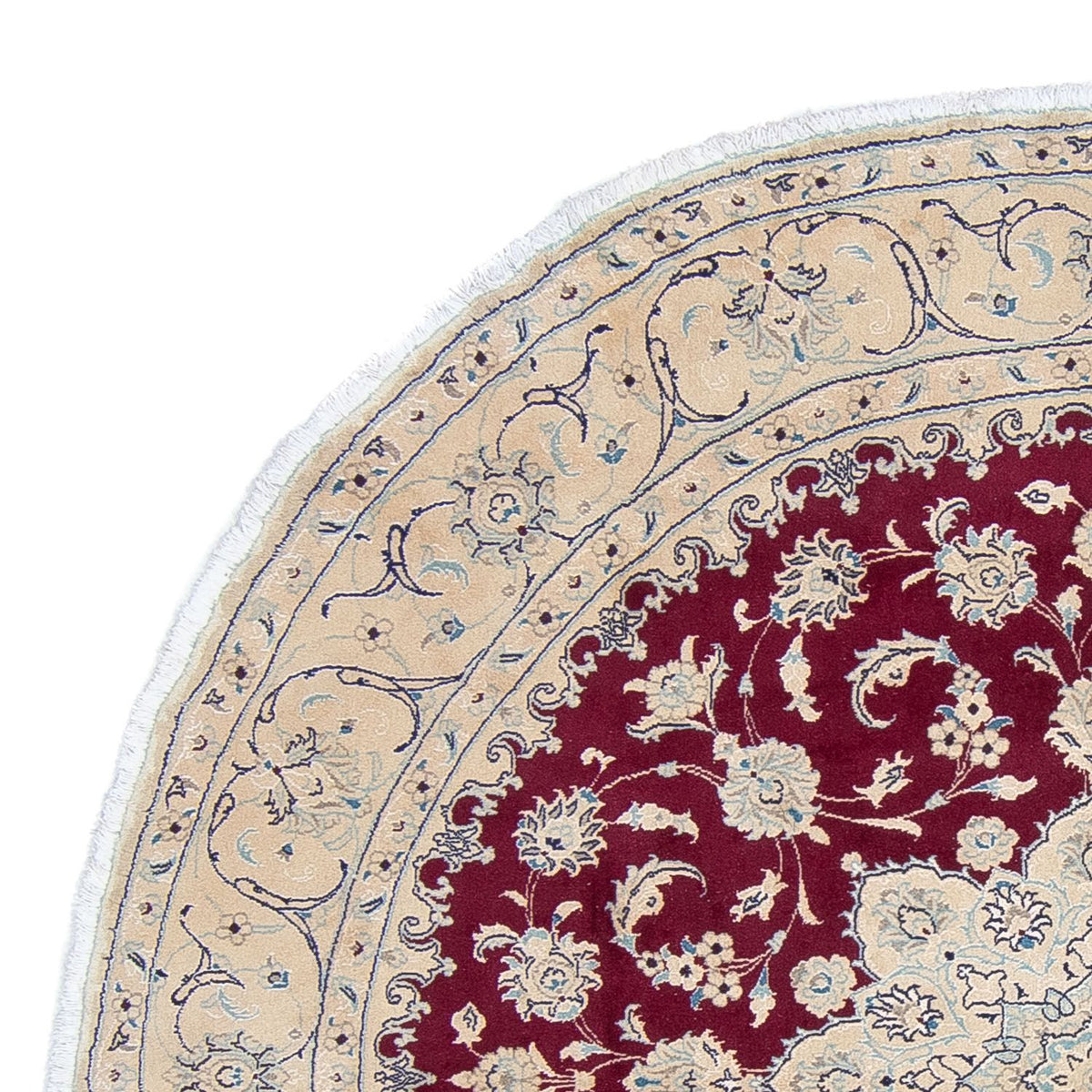 Persisk tæppe - Nain rundt  - 246 x 246 cm - mørkerød