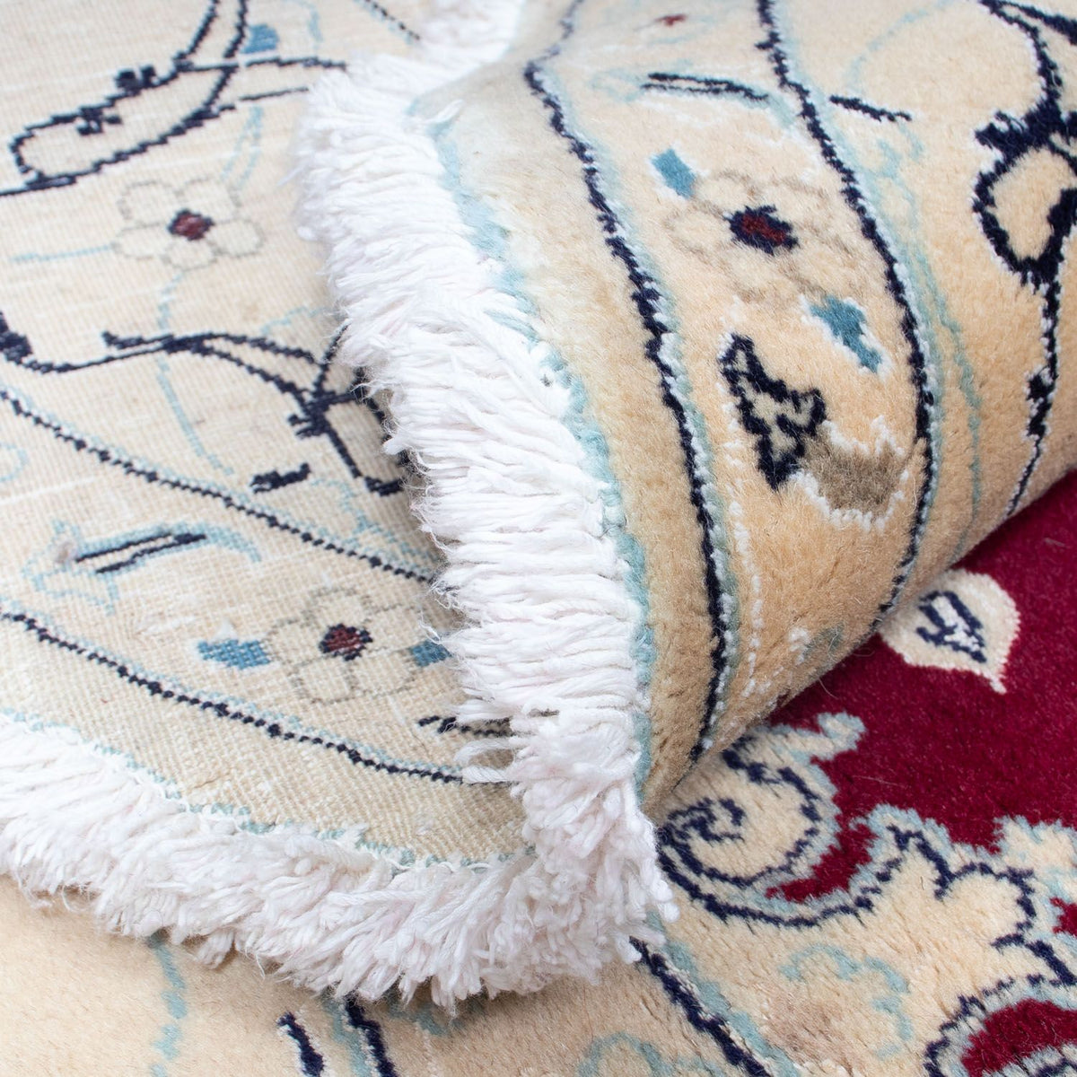 Persisk tæppe - Nain rundt  - 246 x 246 cm - mørkerød