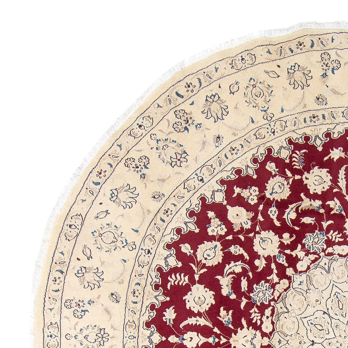 Persisk tæppe - Nain rundt  - 280 x 280 cm - mørkerød