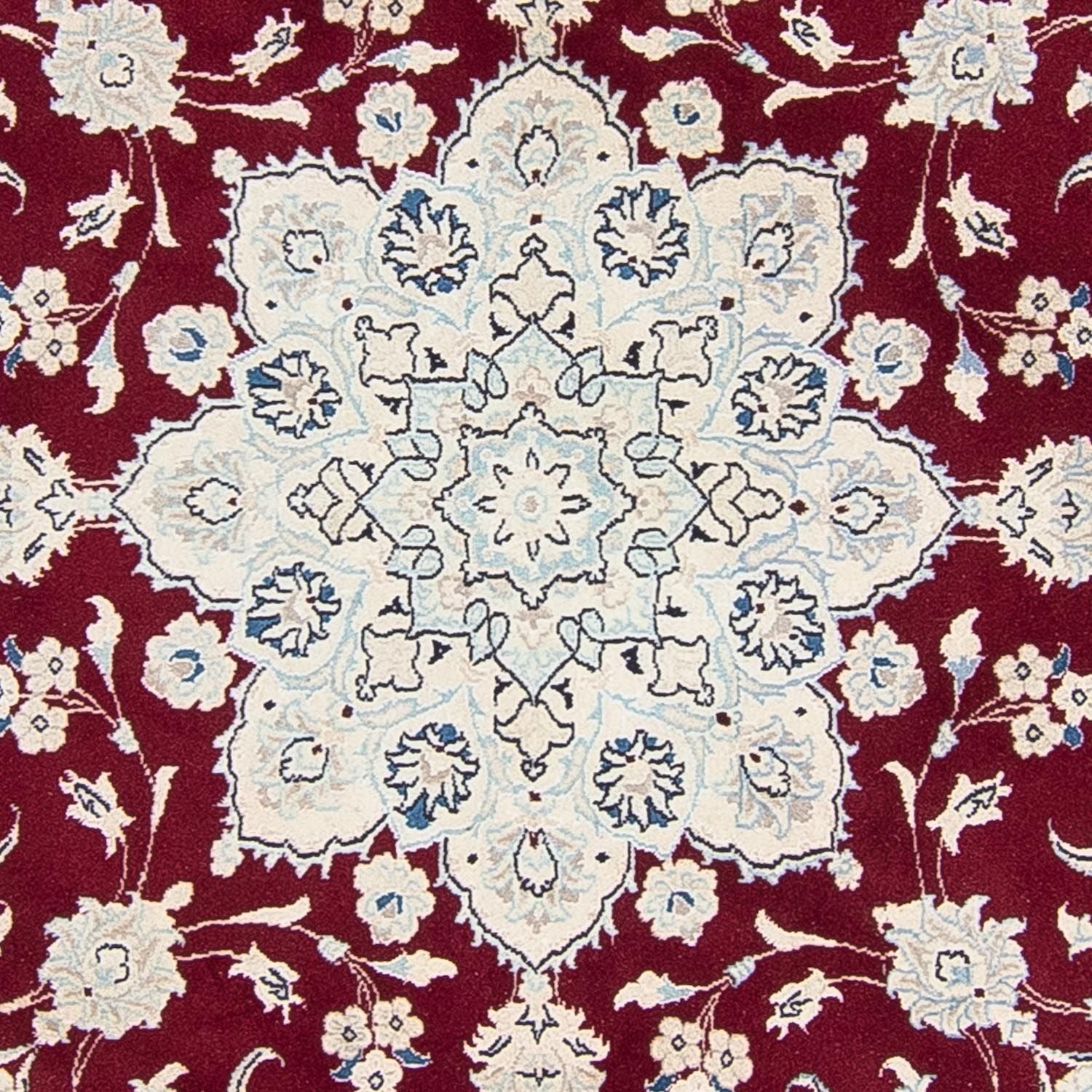 Persisk tæppe - Nain rundt  - 250 x 250 cm - mørkerød