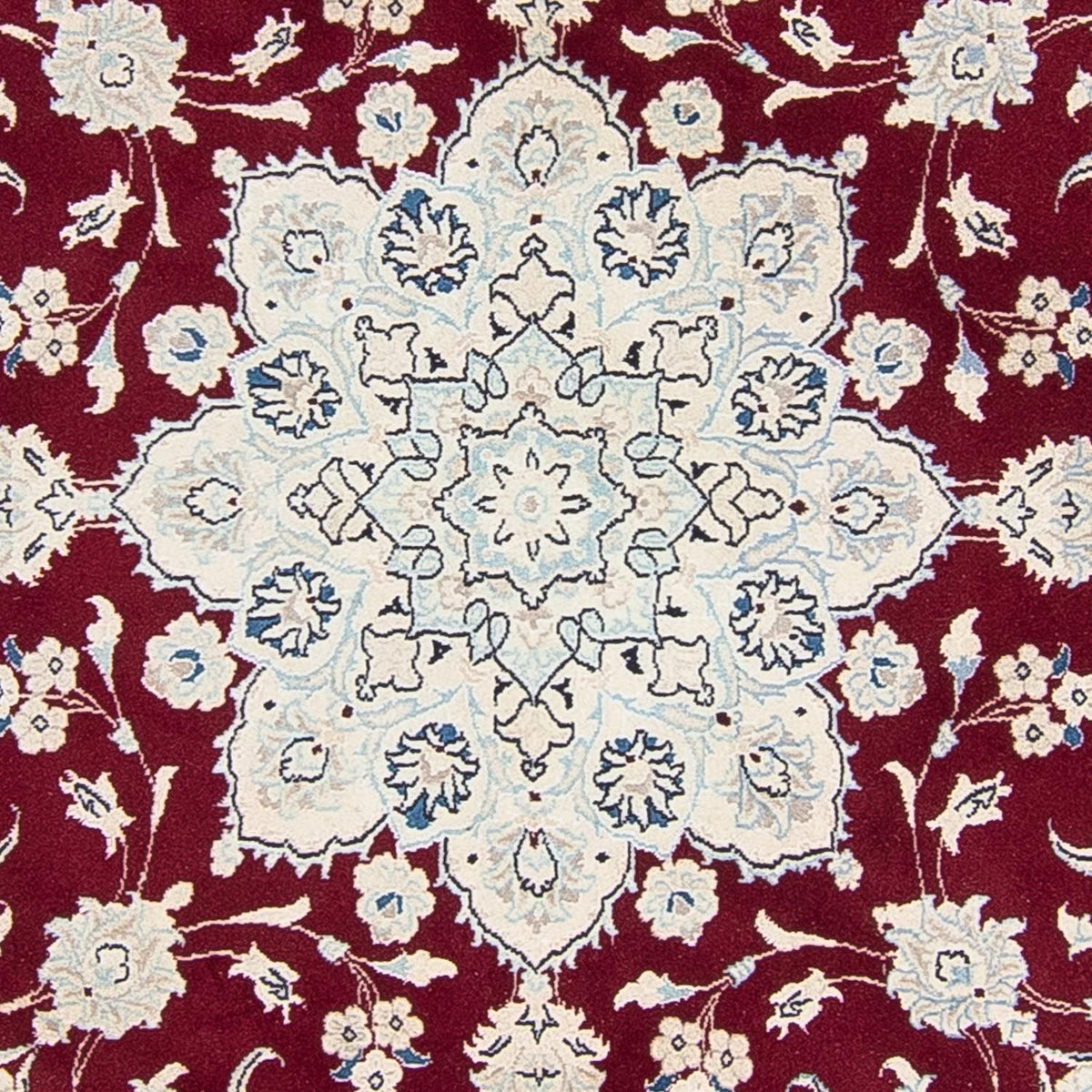 Persisk tæppe - Nain rundt  - 250 x 250 cm - mørkerød