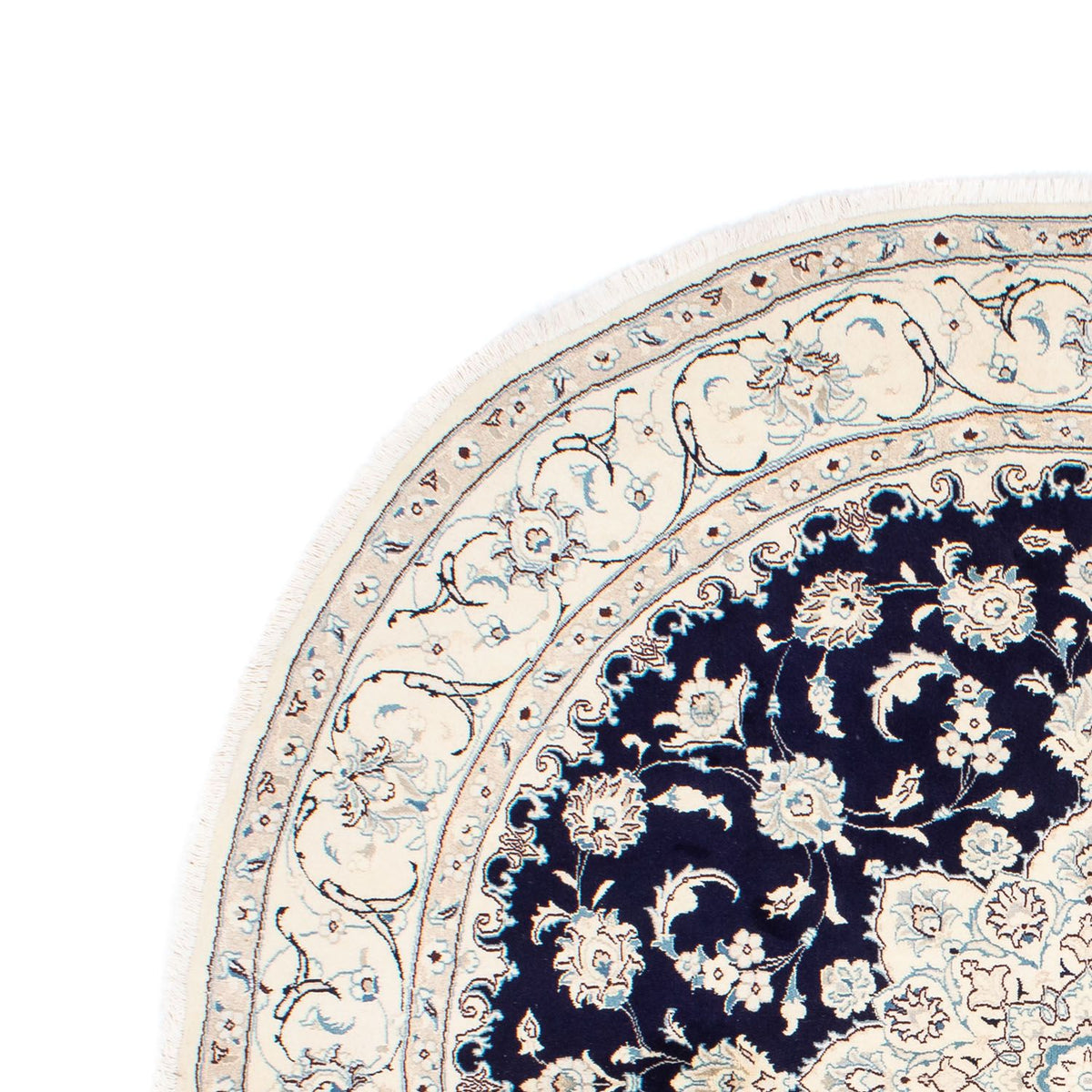 Persisk tæppe - Nain rundt  - 243 x 243 cm - mørkeblå