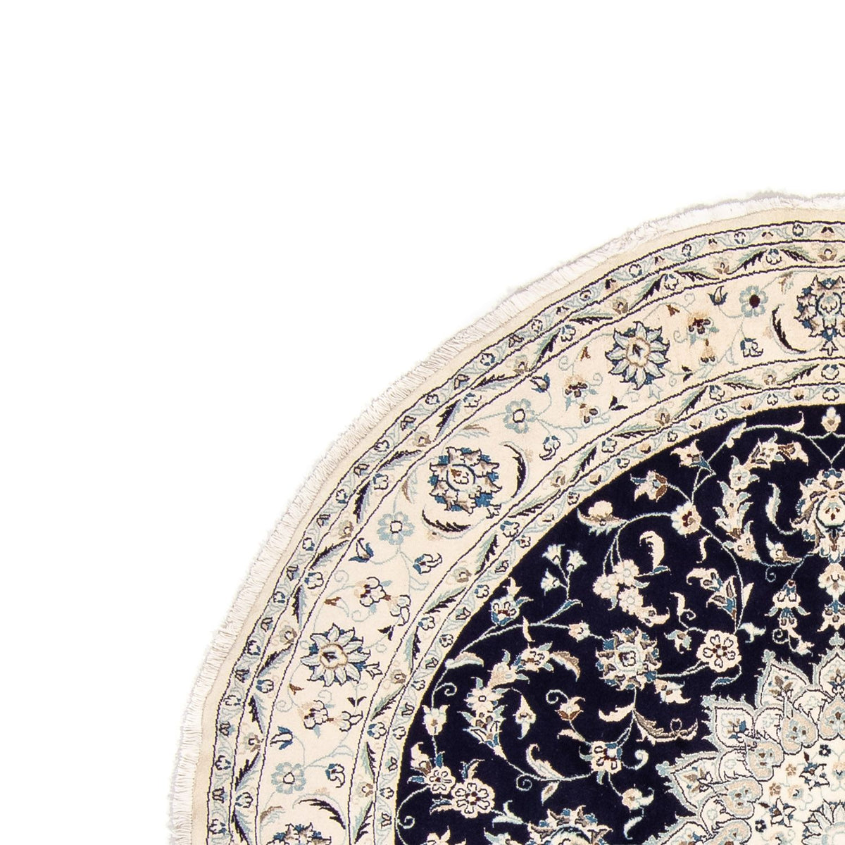 Persisk tæppe - Nain rundt  - 243 x 243 cm - mørkeblå