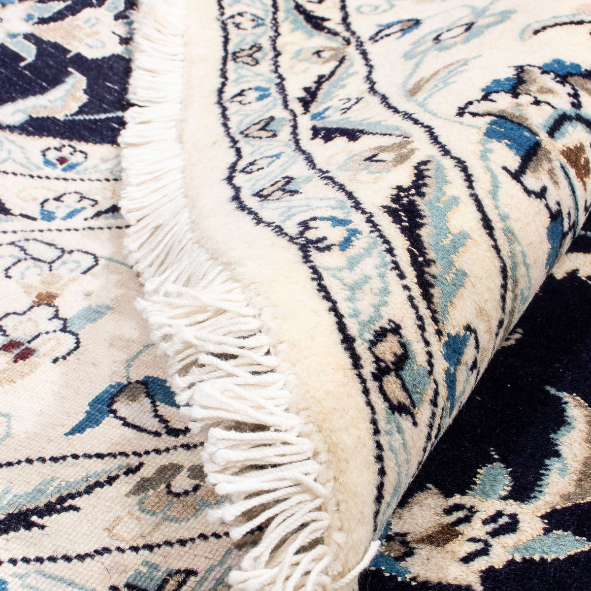 Persisk tæppe - Nain rundt  - 243 x 243 cm - mørkeblå