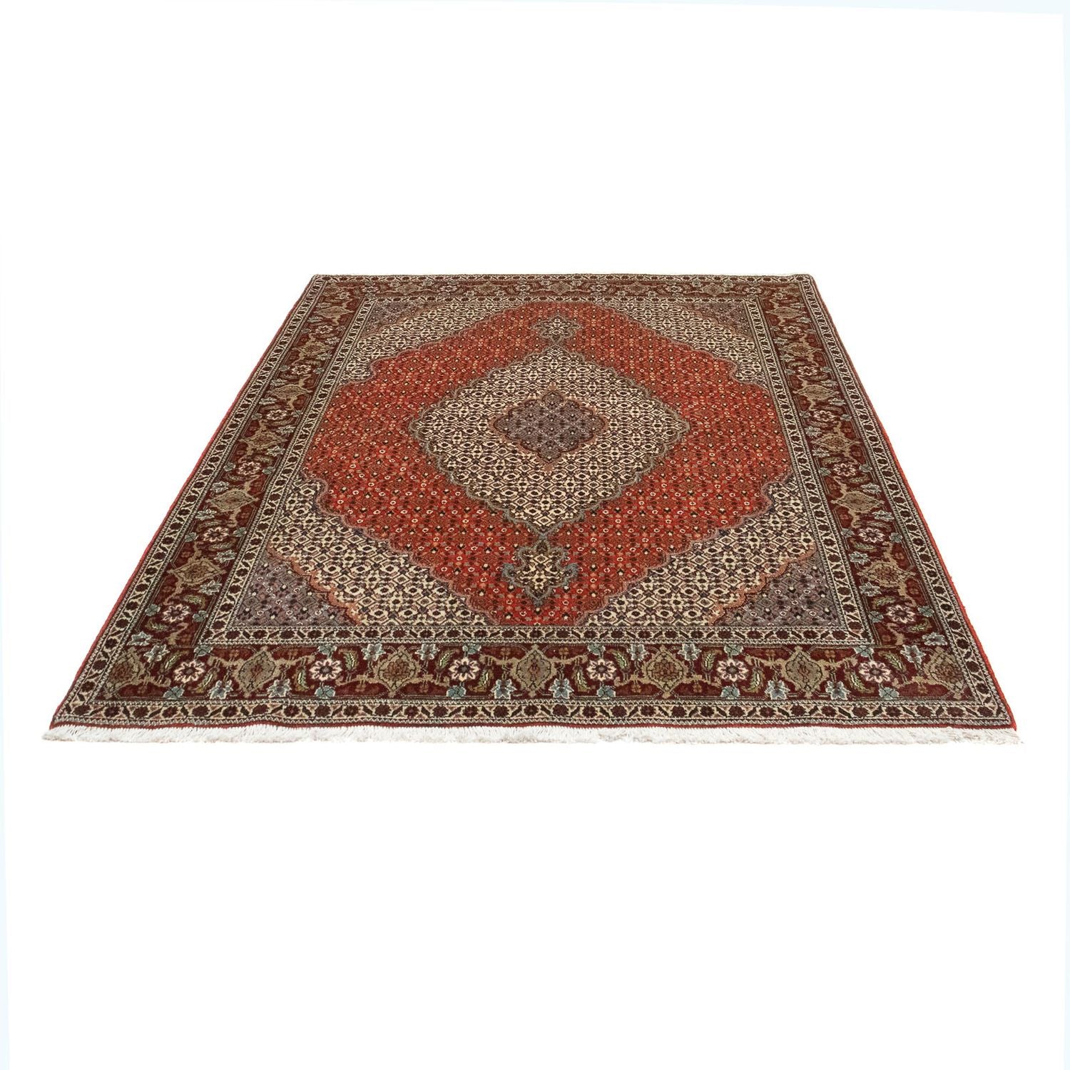 Persisk tæppe - Tabriz - 200 x 150 cm - mørkerød