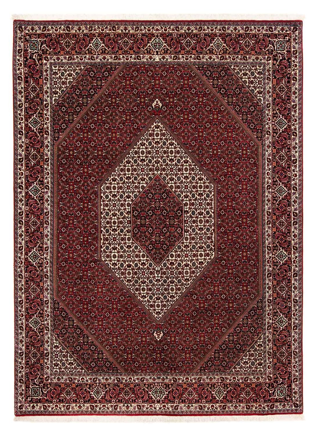Persisk tæppe - Bijar - 257 x 204 cm - mørkerød
