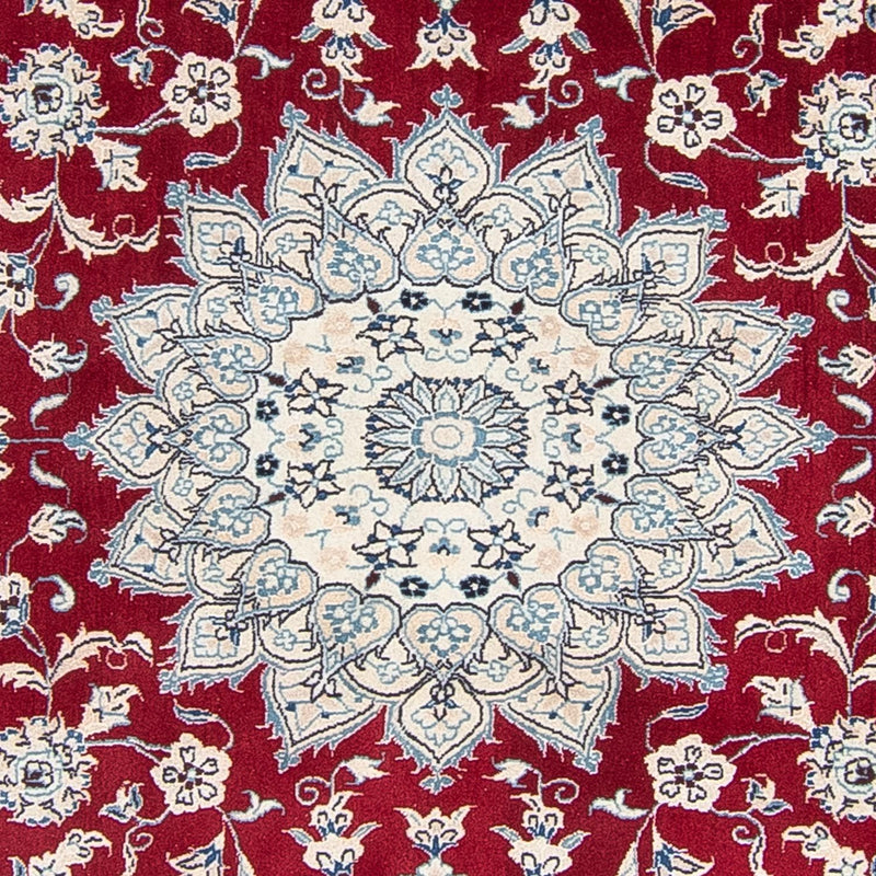 Persisk tæppe - Nain rundt  - 248 x 248 cm - mørkerød