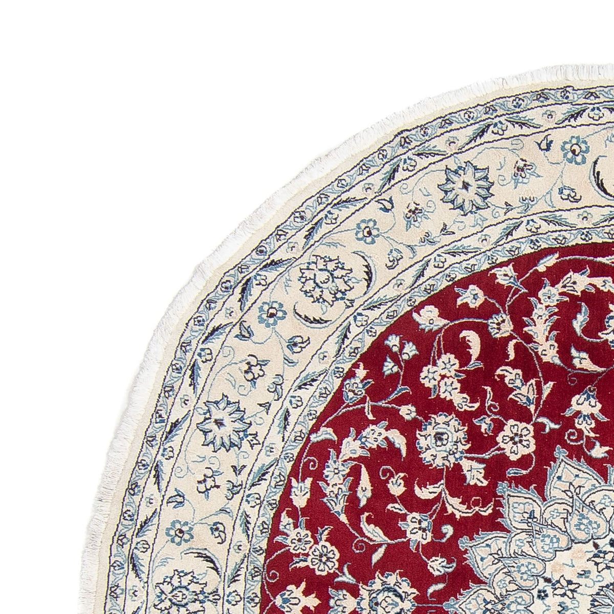 Persisk tæppe - Nain rundt  - 248 x 248 cm - mørkerød