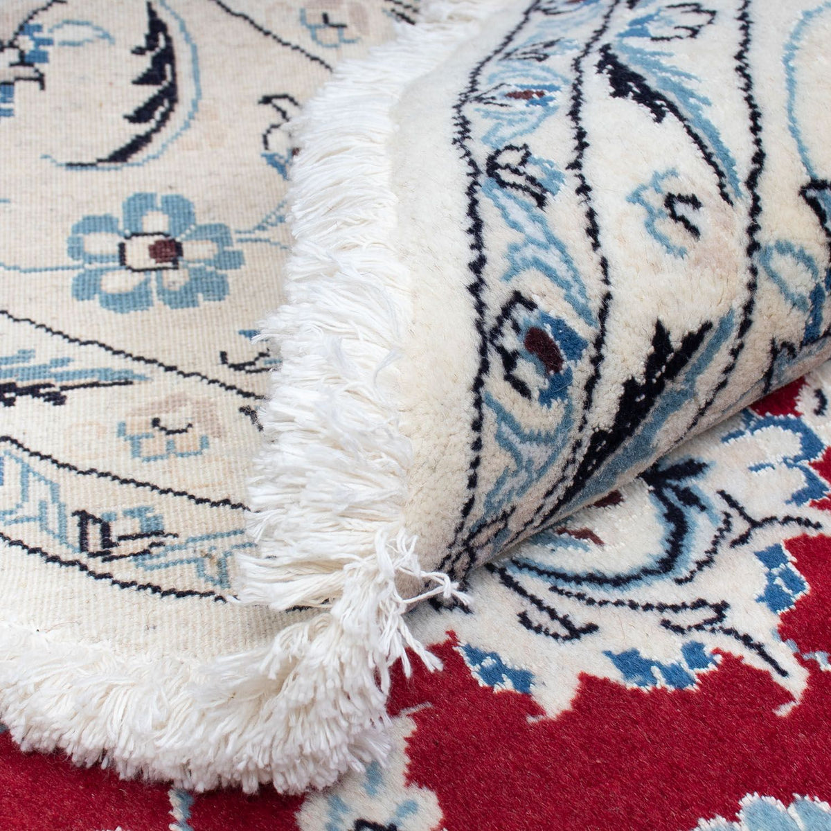 Persisk tæppe - Nain rundt  - 248 x 248 cm - mørkerød