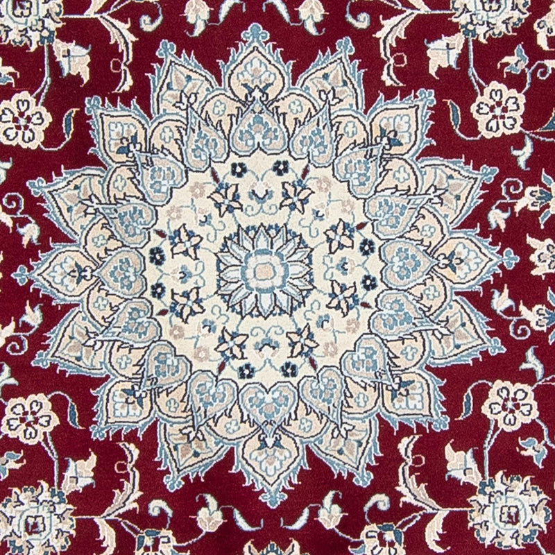 Persisk tæppe - Nain rundt  - 250 x 250 cm - mørkerød