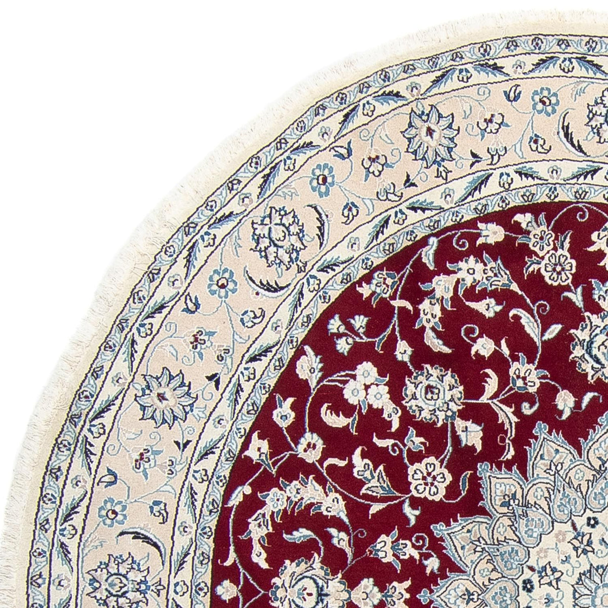 Persisk tæppe - Nain rundt  - 250 x 250 cm - mørkerød