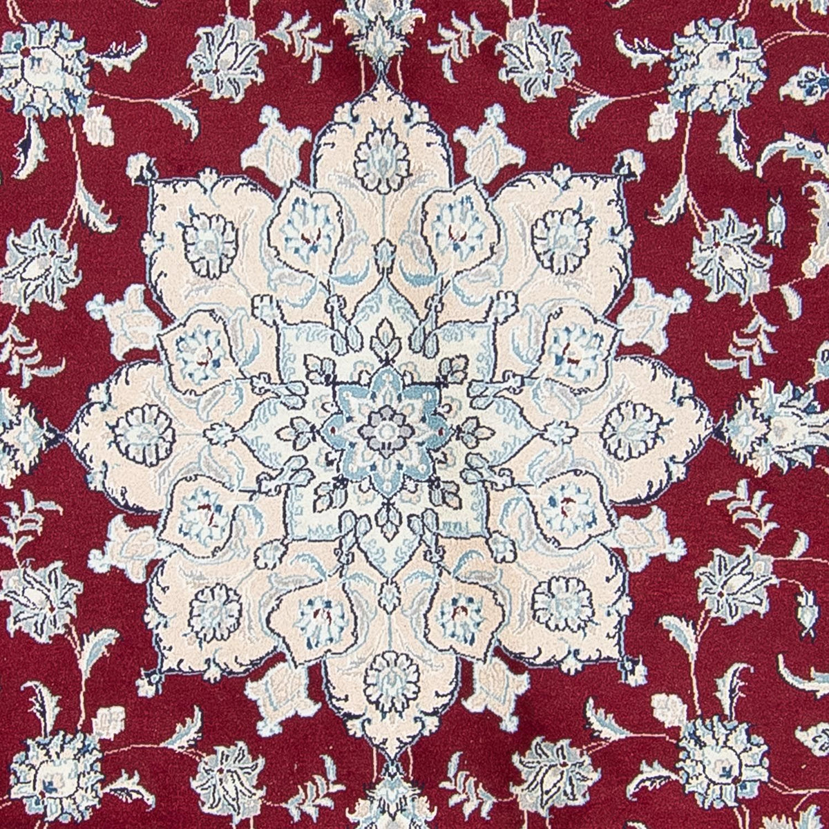 Persisk tæppe - Nain rundt  - 300 x 300 cm - mørkerød