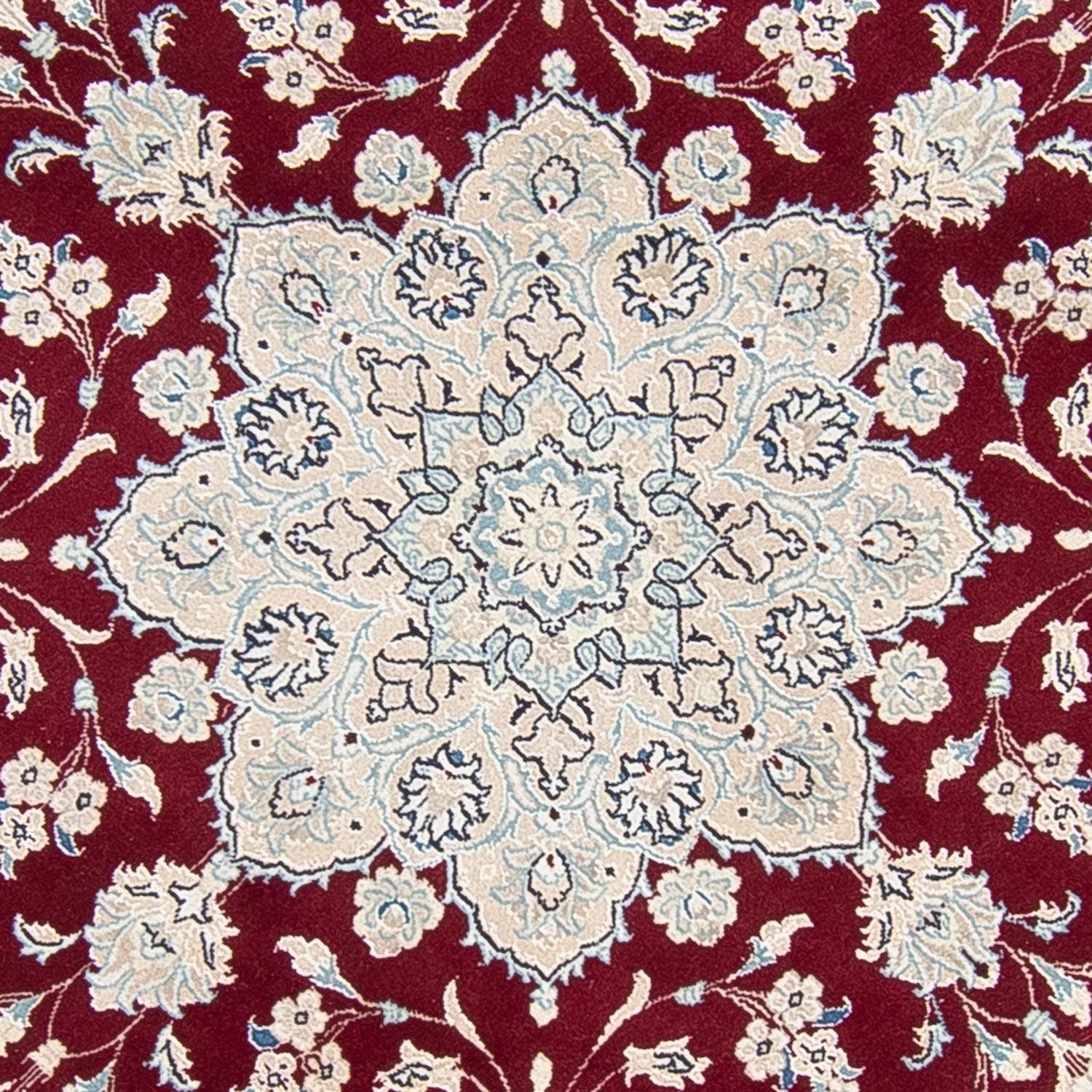 Persisk tæppe - Nain rundt  - 250 x 250 cm - mørkerød