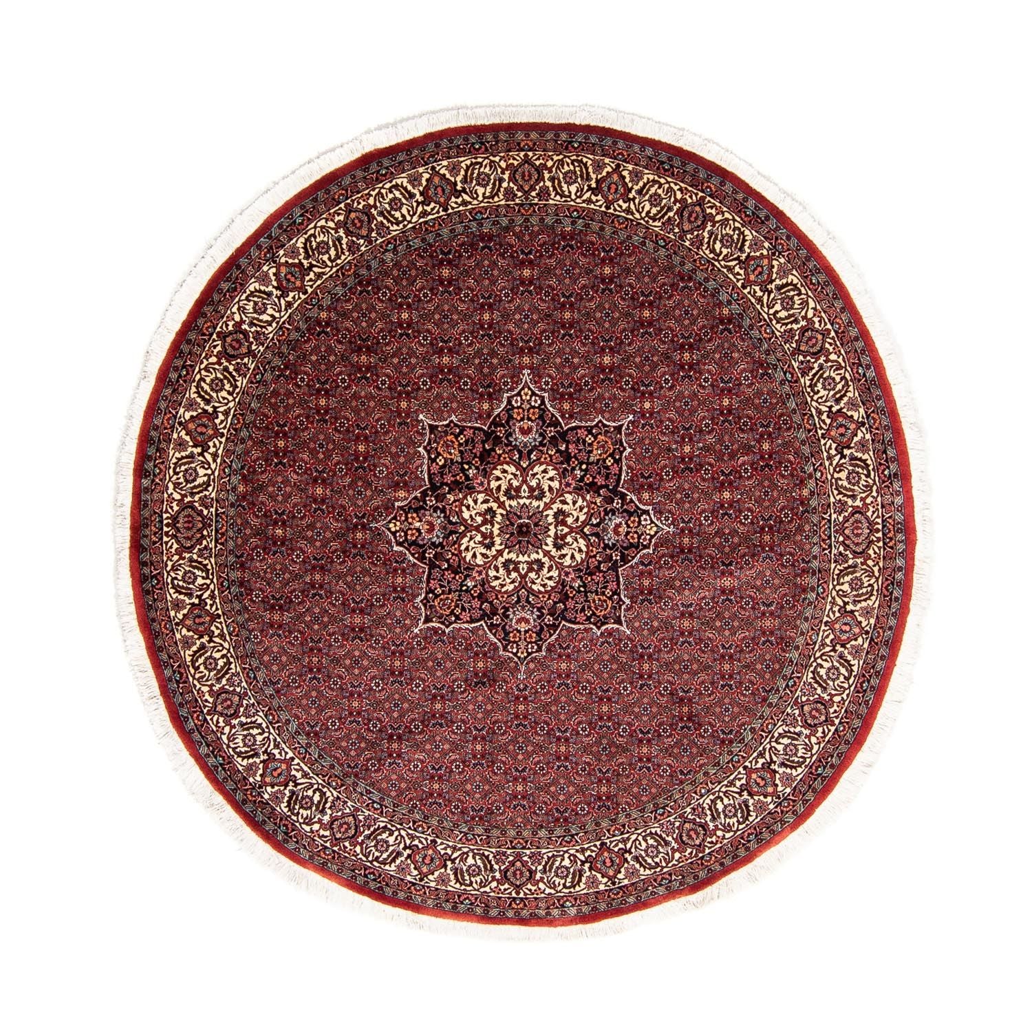 Persisk tæppe - Bijar rundt  - 205 x 205 cm - mørkerød