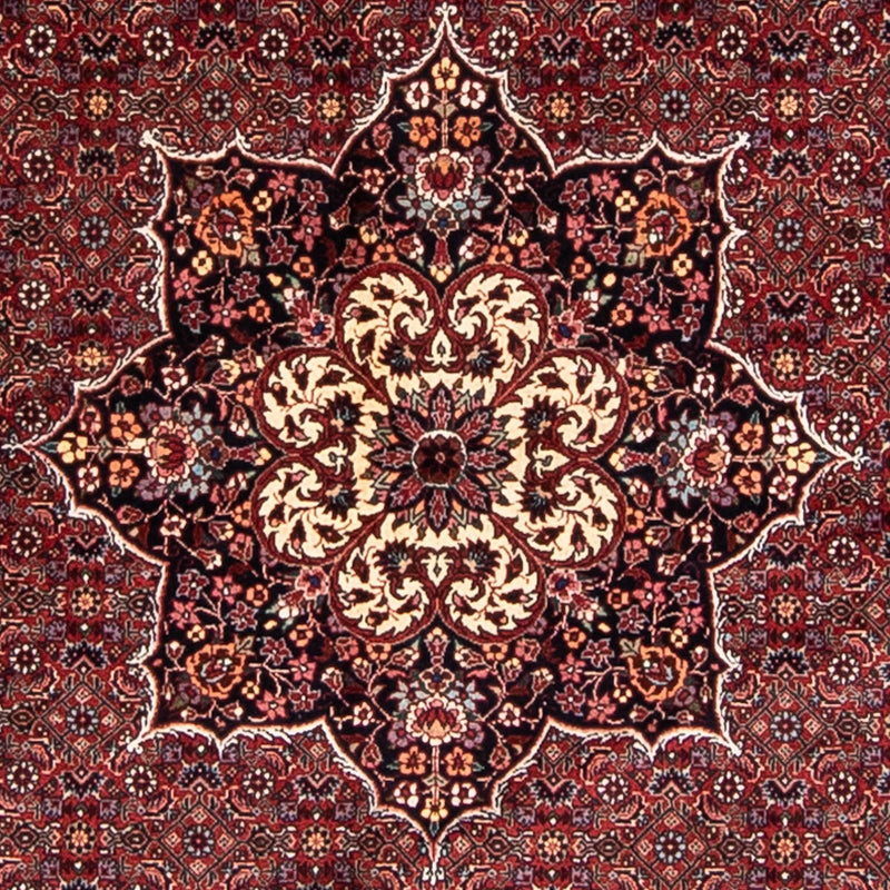 Persisk tæppe - Bijar rundt  - 205 x 205 cm - mørkerød