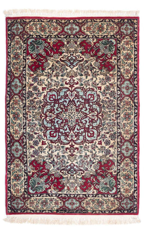 Persisk tæppe - Isfahan - Premium - 124 x 83 cm - mørkerød