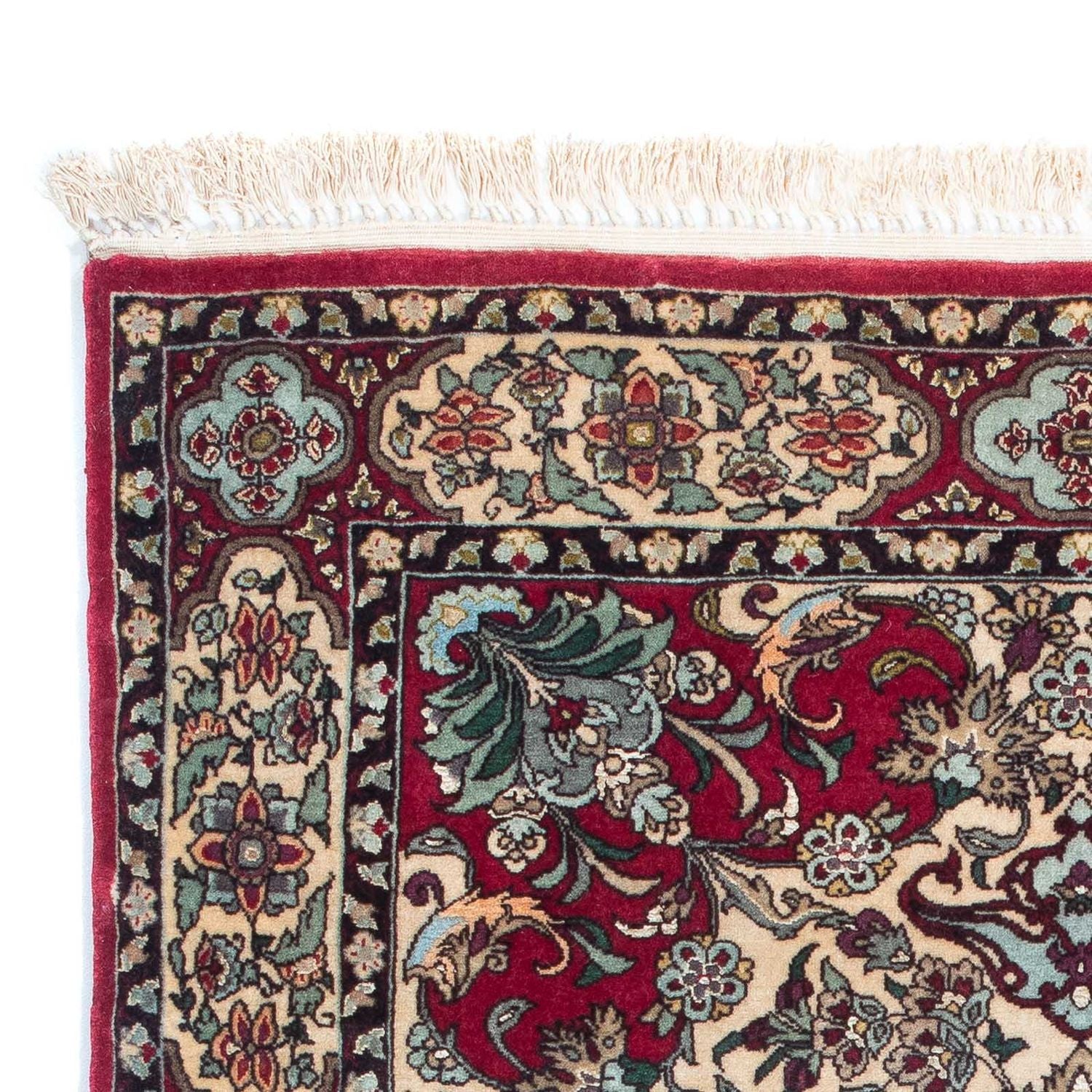 Persisk tæppe - Isfahan - Premium - 124 x 83 cm - mørkerød