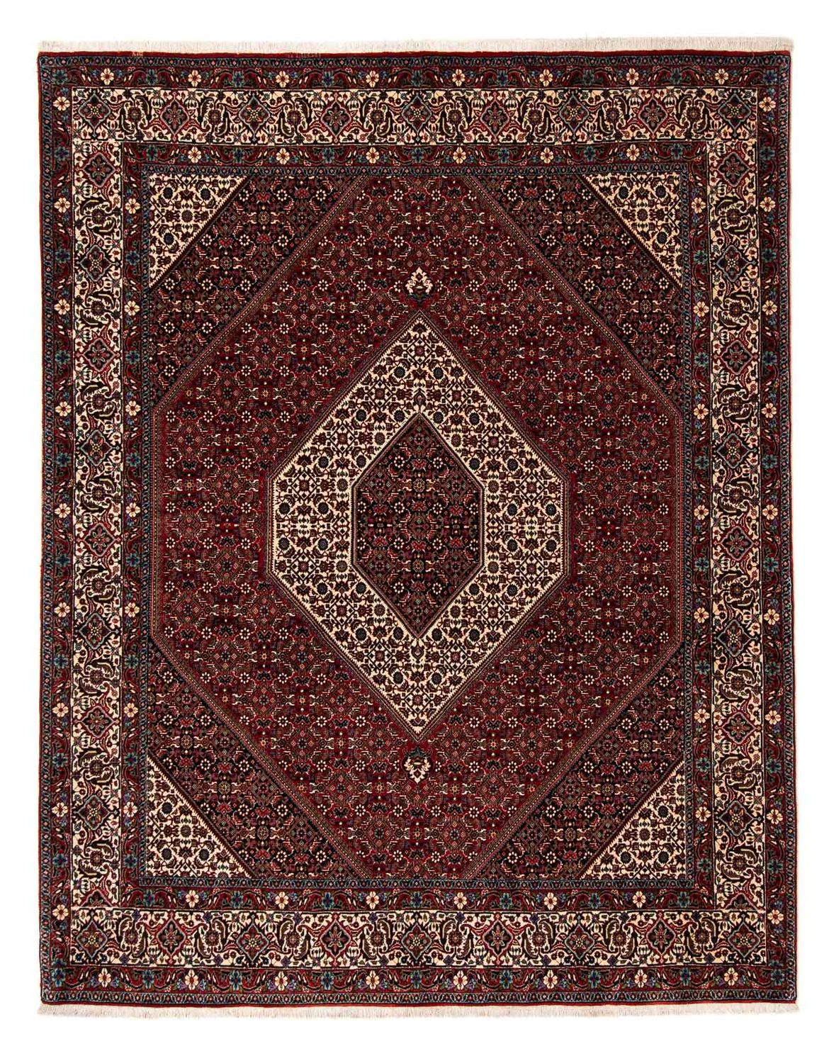Persisk tæppe - Bijar - 251 x 203 cm - mørkerød