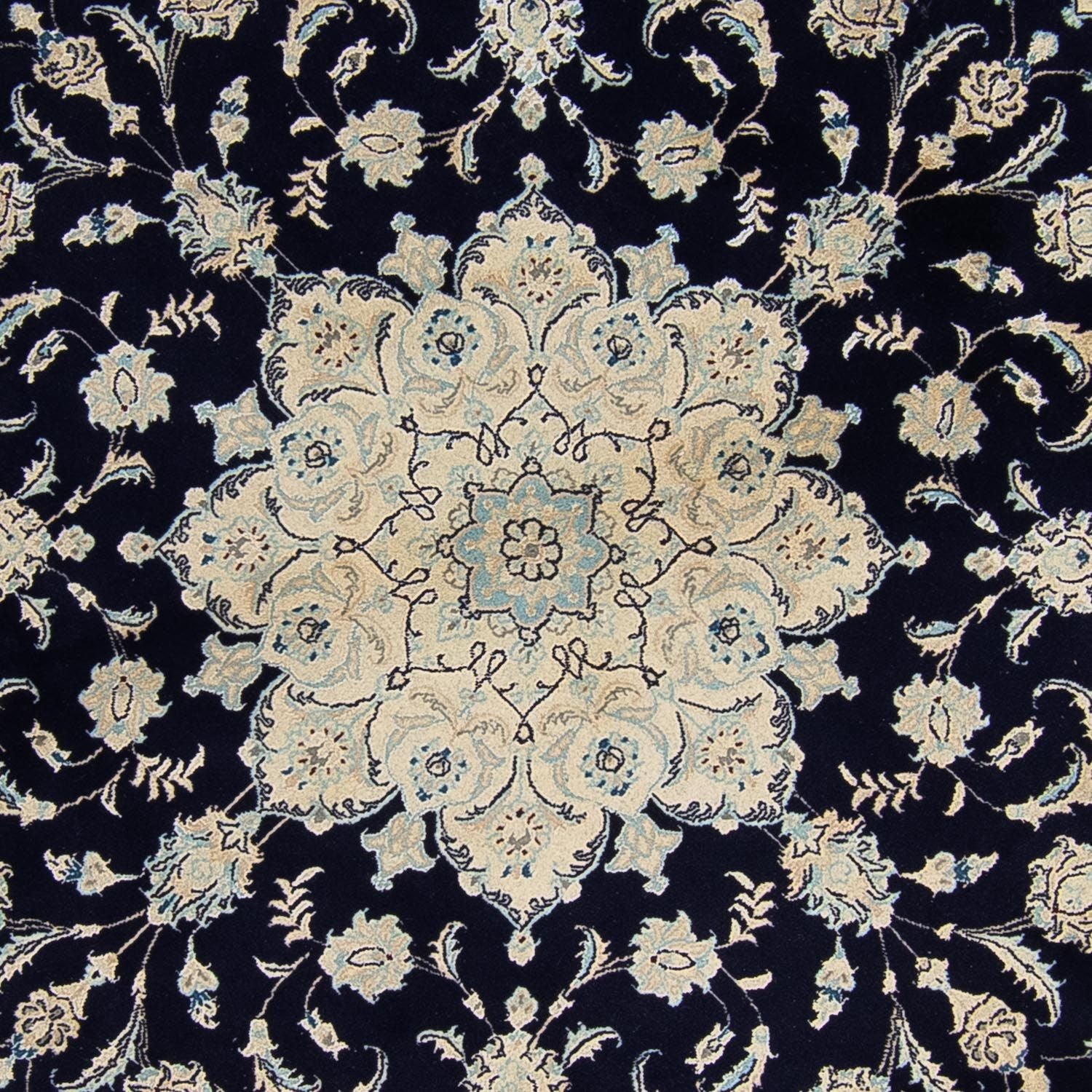 Persisk tæppe - Nain rundt  - 300 x 300 cm - mørkeblå