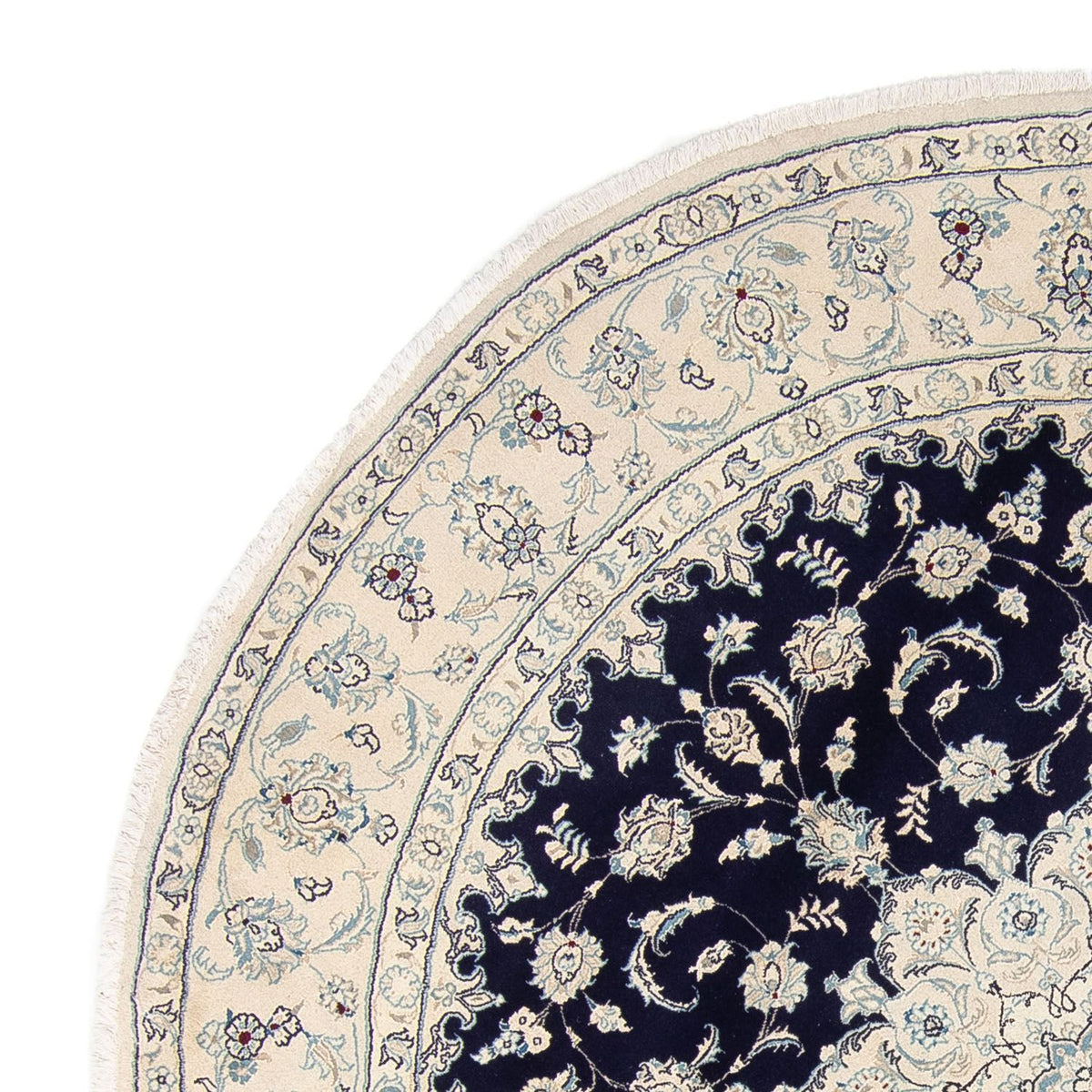 Persisk tæppe - Nain rundt  - 290 x 290 cm - mørkeblå
