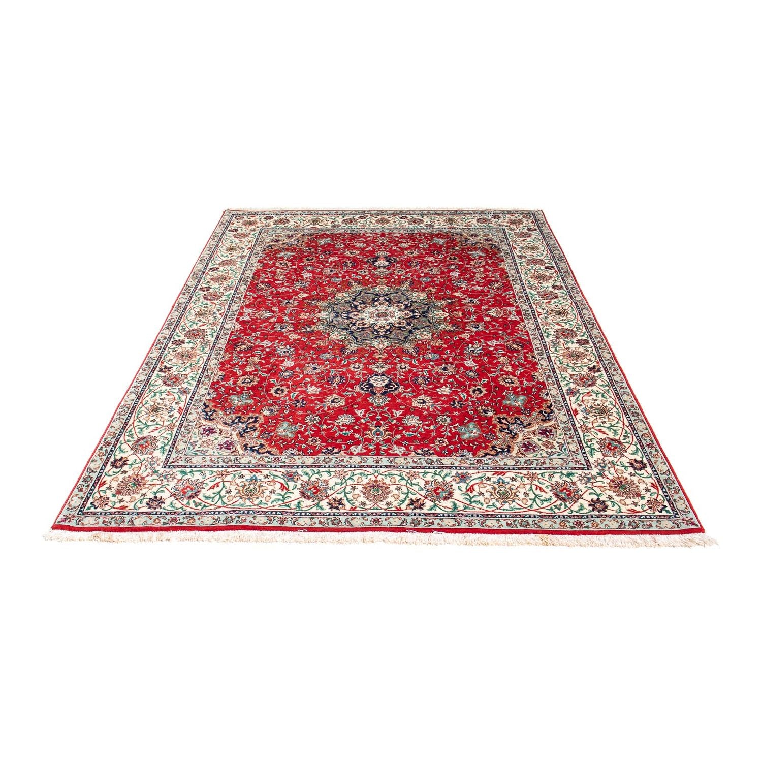 Persisk tæppe - Tabriz - 214 x 150 cm - mørkerød