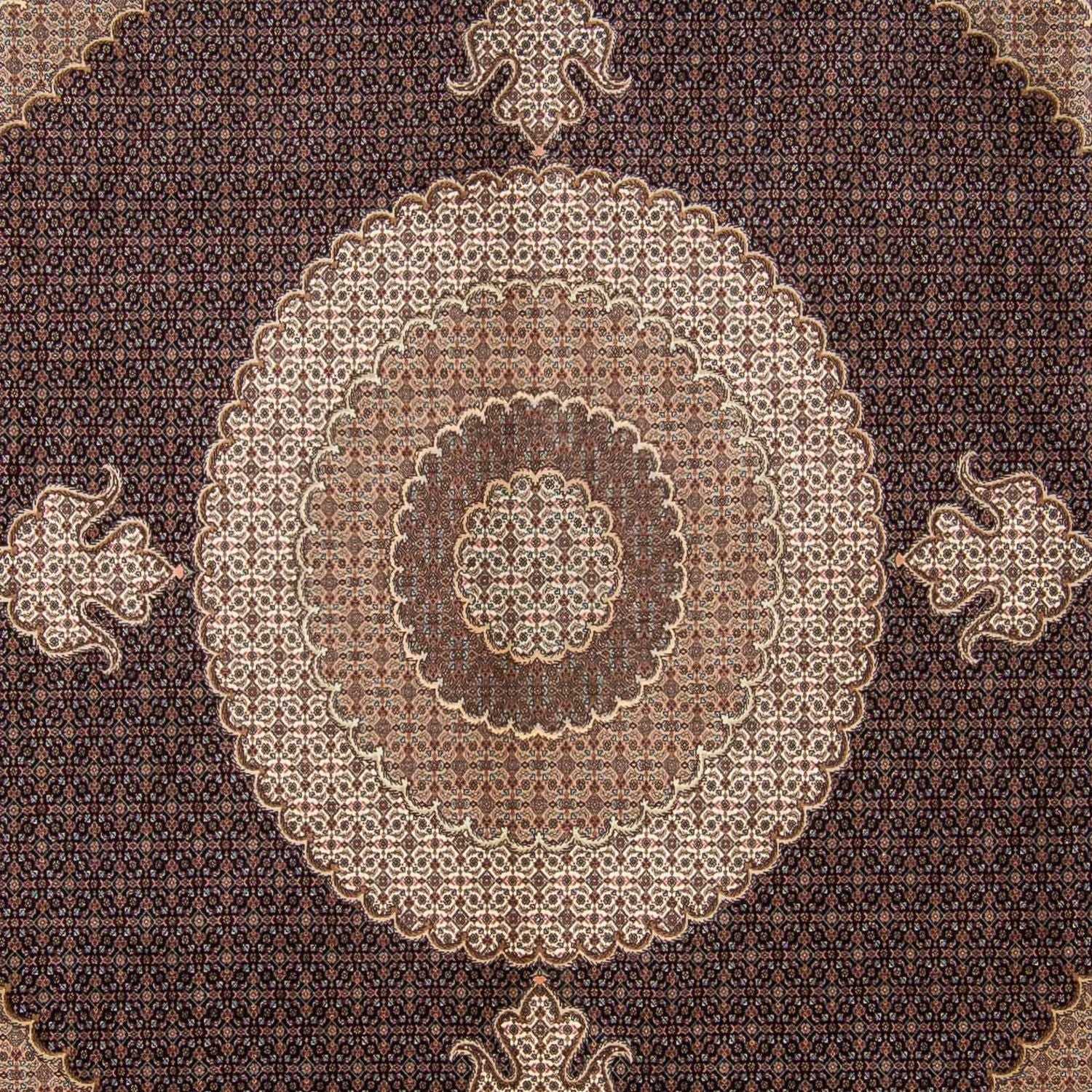 Persisk tæppe - Tabriz firkantet  - 310 x 302 cm - mørkebrun