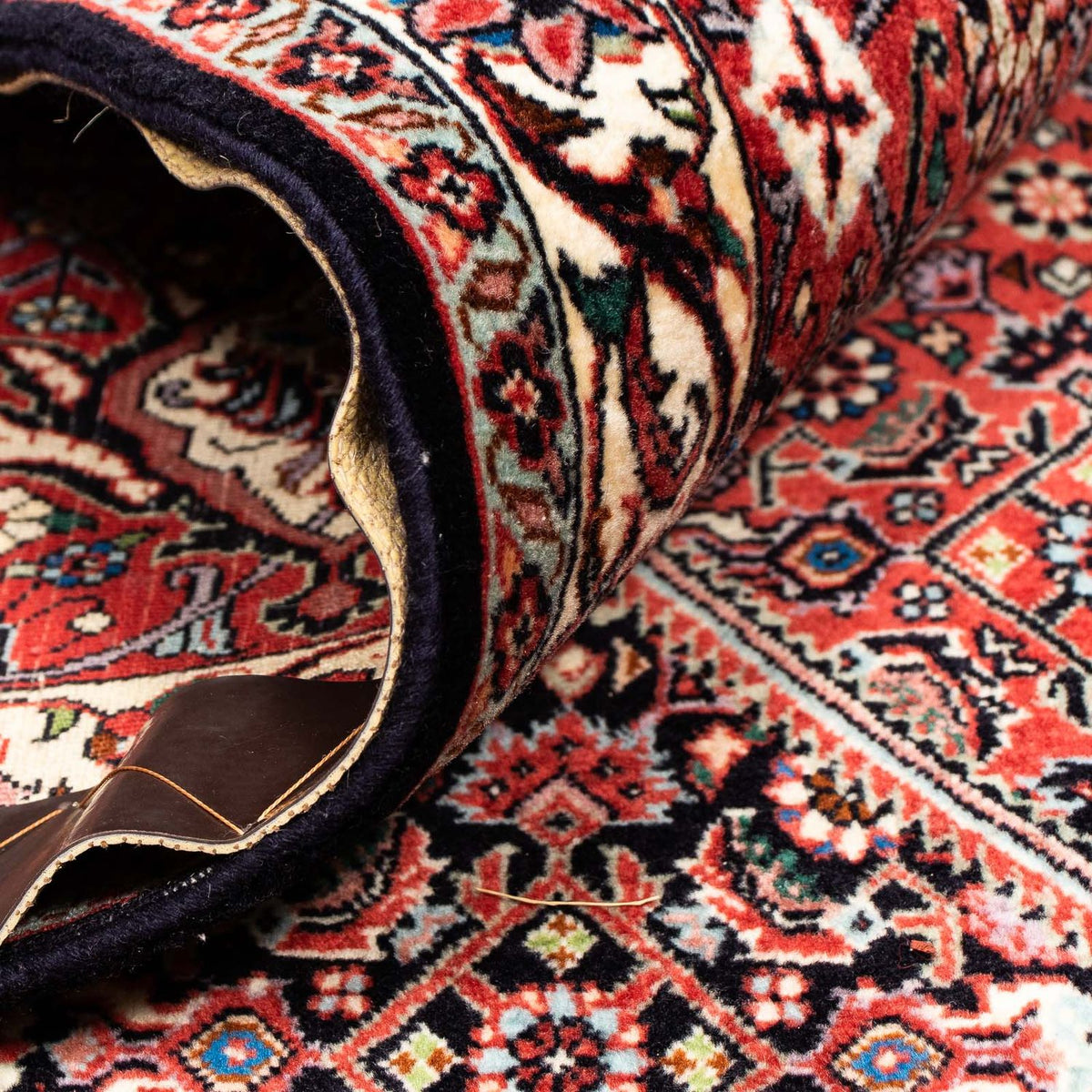 Persisk tæppe - Bijar - 404 x 298 cm - lysrød