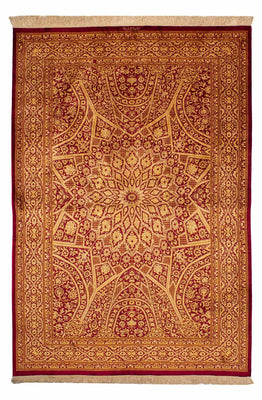 Silketæppe - Ghom Silk - Premium - 216 x 132 cm - mørkeblå