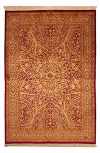 Silketæppe - Ghom Silk - Premium - 216 x 132 cm - mørkeblå