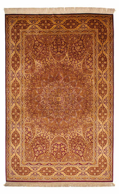 Silketæppe - Ghom Silk - Premium - 216 x 132 cm - mørkeblå