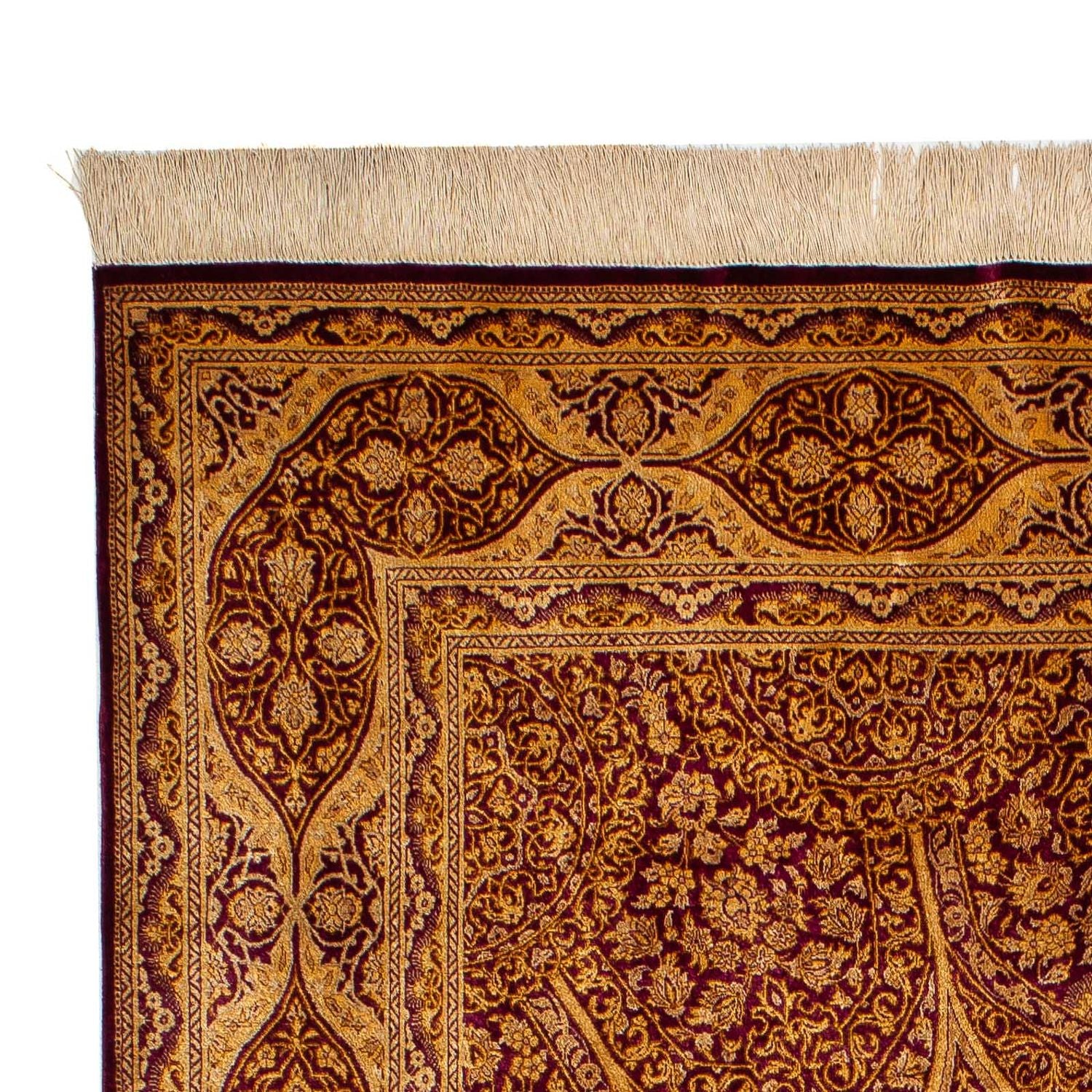 Silketæppe - Ghom Silk - Premium - 216 x 132 cm - mørkeblå
