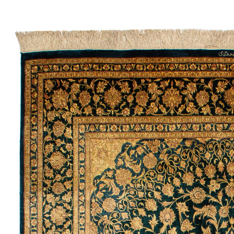 Silketæppe - Ghom Silk - Premium - 216 x 132 cm - mørkeblå