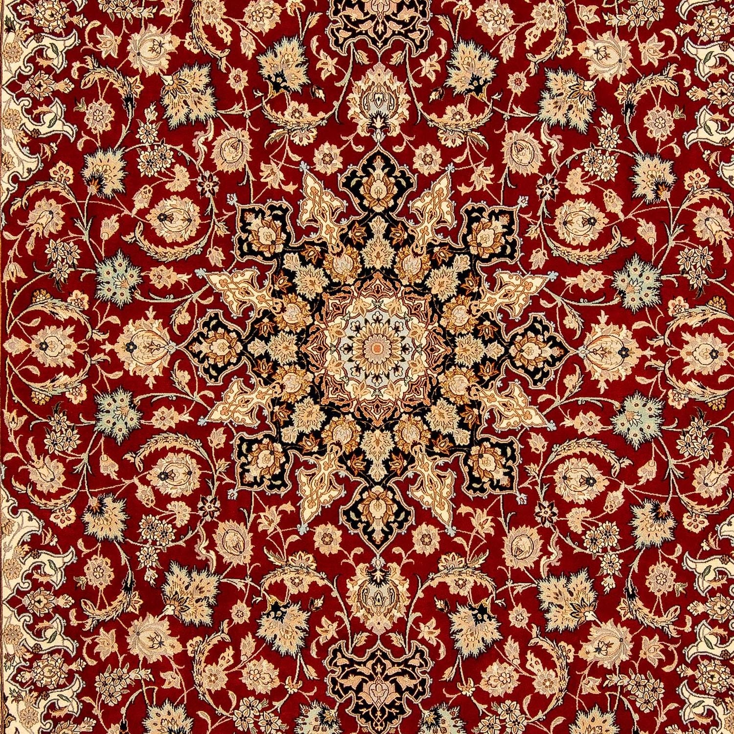 Persisk tæppe - Isfahan - Premium - 357 x 249 cm - mørkerød