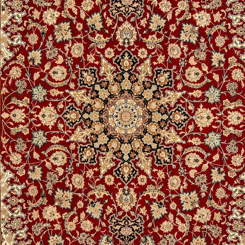 Persisk tæppe - Isfahan - Premium - 357 x 249 cm - mørkerød