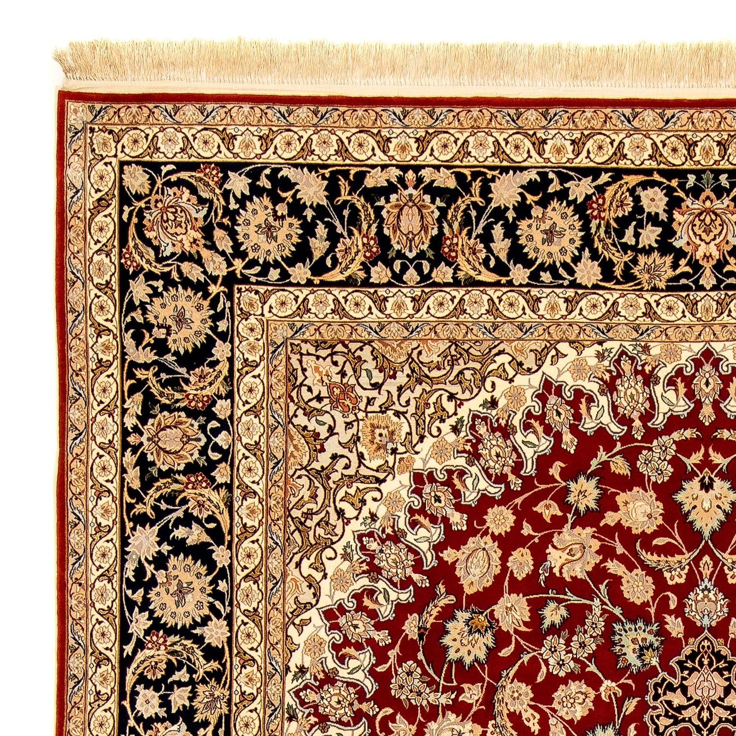 Persisk tæppe - Isfahan - Premium - 357 x 249 cm - mørkerød