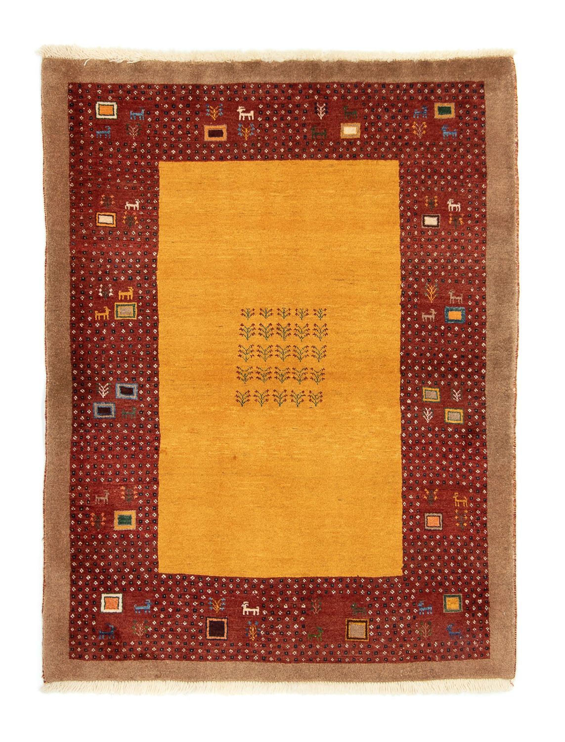 Gabbeh Tæppe - Loribaft Persisk - 150 x 110 cm - guld