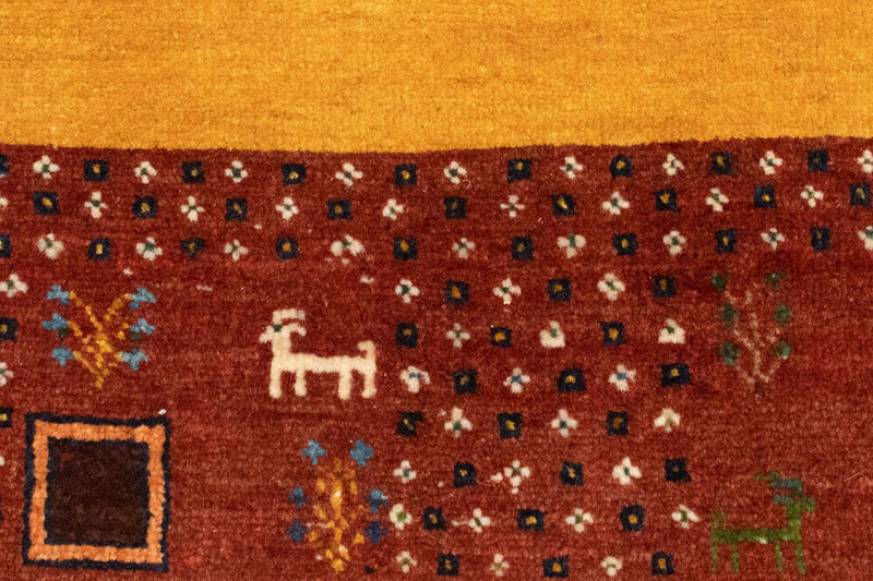 Gabbeh Tæppe - Loribaft Persisk - 150 x 110 cm - guld